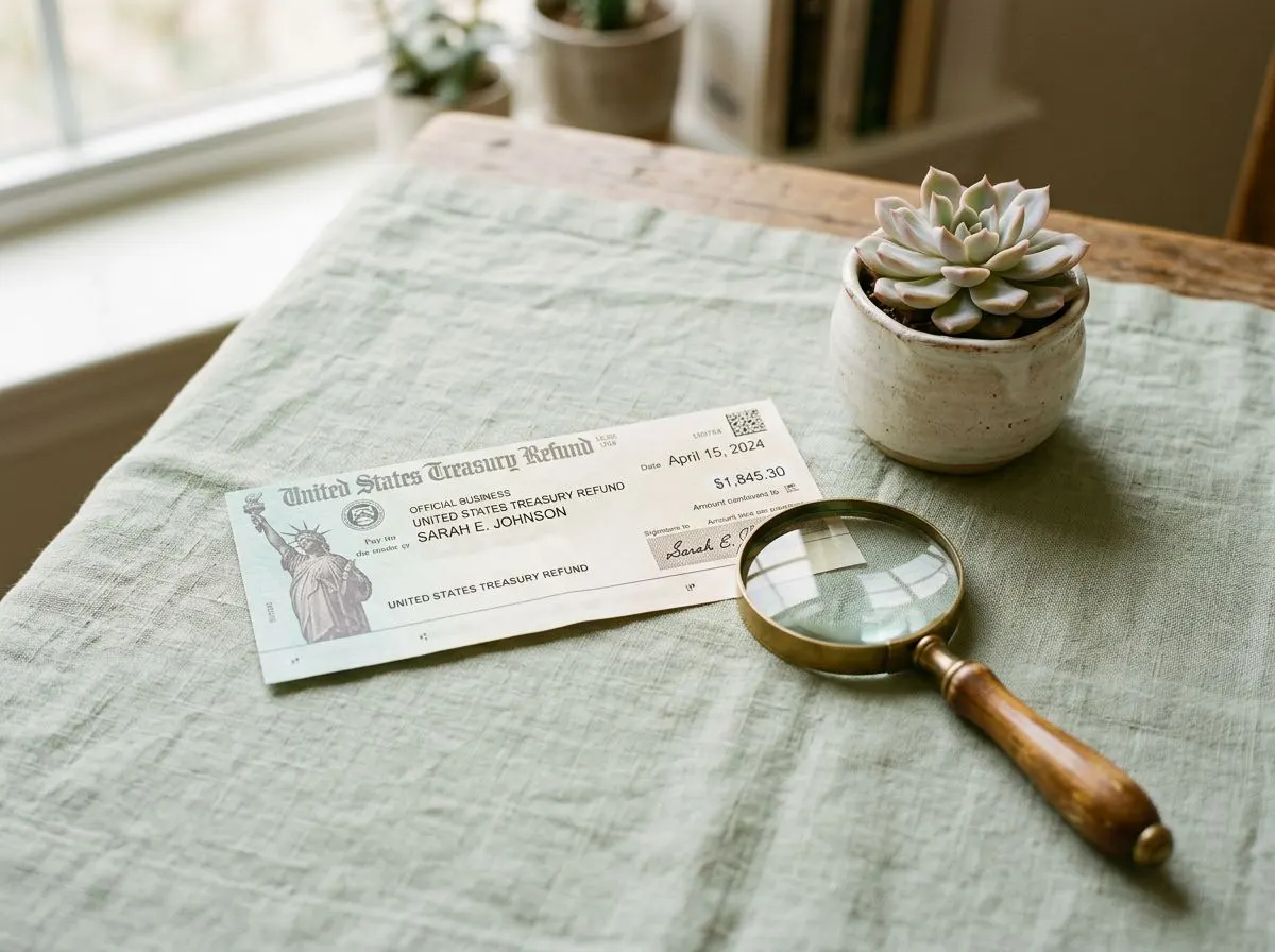United States Treasury refund check on a desk